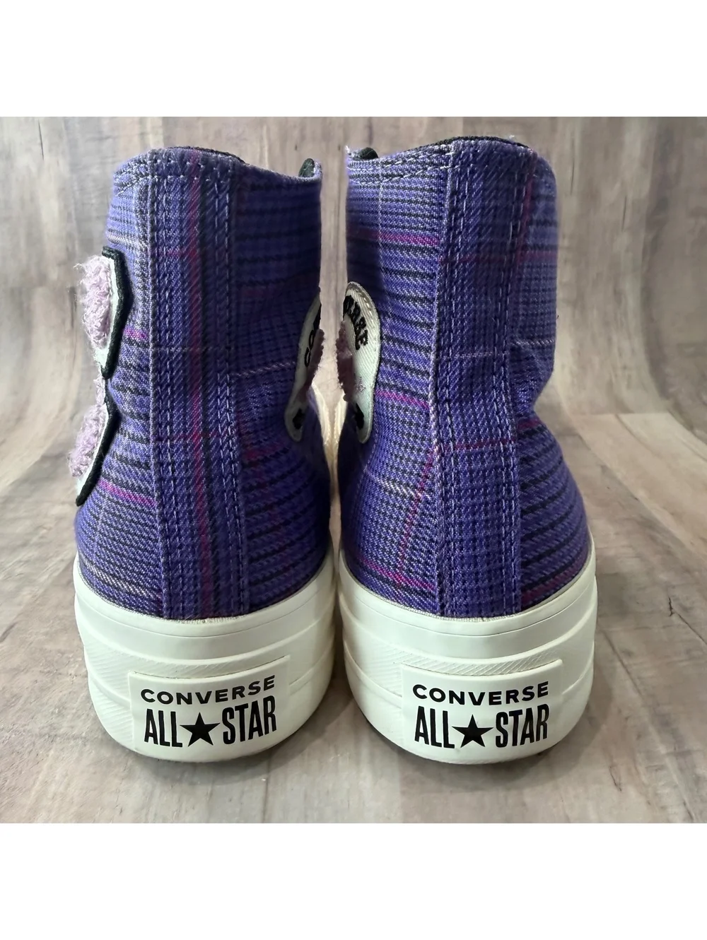 Converse All Star Lift Hi Shoes Women's 7.5 Plaid Court Purple Platform Sneaker